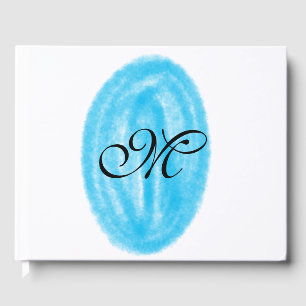 simple minimal blue watercolor circle monogram let guest book