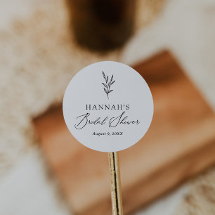 Simple Minimal Botanical Bridal Shower Classic Round Sticker