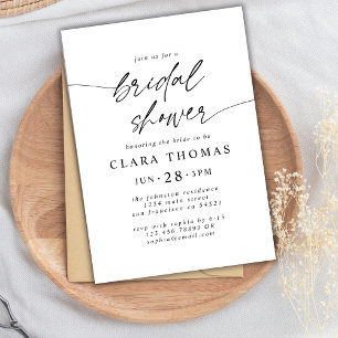 Simple Minimal Bridal Shower Script   Black White Invitation