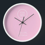 Simple Minimal Business Company Logo Pink  Clock<br><div class="desc">An elegant custom business  template in a modern minimalist style which can be easily updated with your company logo and company slogan or info. If you need any help personalising this product,  please contact me using the message button and I'll be happy to help.</div>