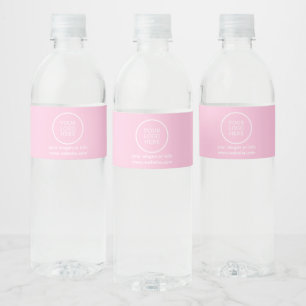 Simple Minimal Business Company Logo Pink Water Bottle Label
