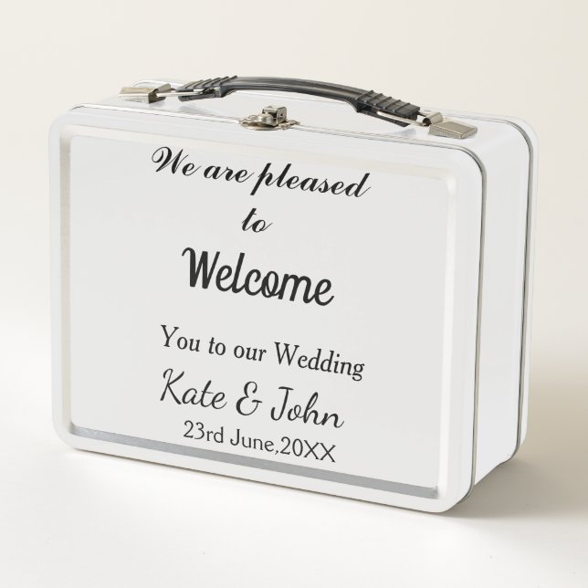 Simple minimal calligraphy add your name wedding w metal lunch box (Front)