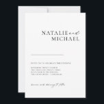 Simple Minimal Calligraphy All In One Wedding Invitation<br><div class="desc">Looking for a simple and modern wedding invitation that is elegant and affordable? Check out this beautiful all-in-one invitation featuring minimalist calligraphy script. The front and back of the invitation are designed with a whimsical touch, perfect for a romantic and inexpensive wedding. The black and white design makes this invitation...</div>