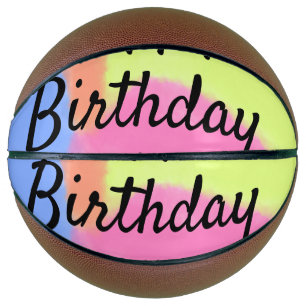 simple minimal calligraphy happy birthday custom a basketball