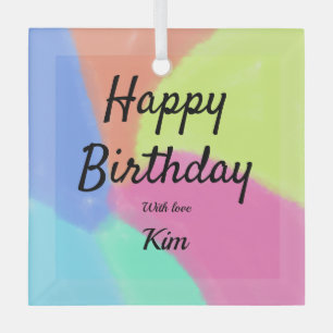 simple minimal calligraphy happy birthday custom a glass tree decoration