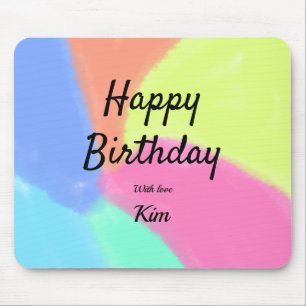 simple minimal calligraphy happy birthday custom a mouse pad