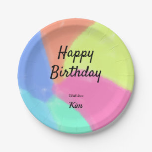 simple minimal calligraphy happy birthday custom a paper plate