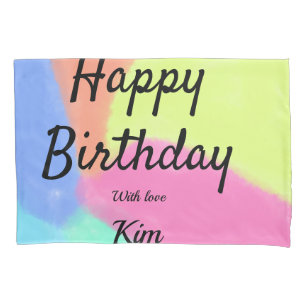 simple minimal calligraphy happy birthday custom a pillowcase