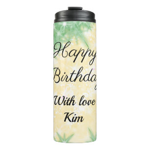 simple minimal calligraphy happy birthday custom   thermal tumbler