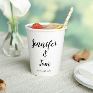 simple minimal calligraphy wedding add your name p paper cups