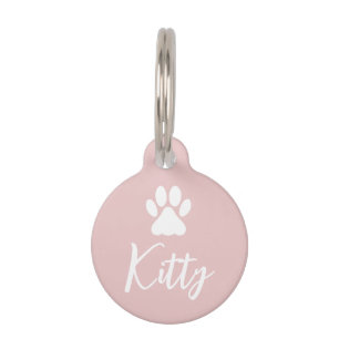 Simple Minimal Cat Paw Print with Phone Number Pet Tag