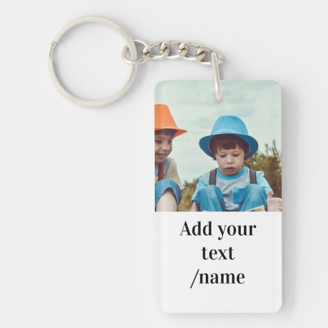 simple minimal christmas add your photo text     k key ring (Front)
