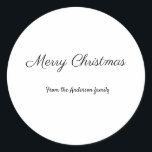 simple minimal christmas times add your text   classic round sticker<br><div class="desc">design</div>