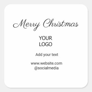 simple minimal christmas times add your text logo  square sticker
