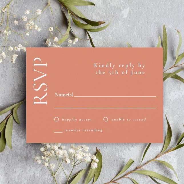 Simple Minimal Citrus Orange Wedding RSVP Card (Creator Uploaded)