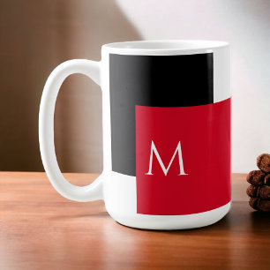 Simple Minimal Colour Block with Monogram Initial Coffee Mug