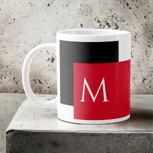 Simple Minimal Colour Block with Monogram Initial Large Coffee Mug