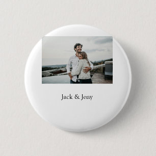 Simple minimal colourful add name photo text cust 6 cm round badge