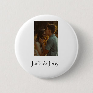 Simple minimal colourful add name photo text cust 6 cm round badge
