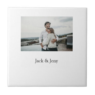 Simple minimal colourful add name photo text cust ceramic tile