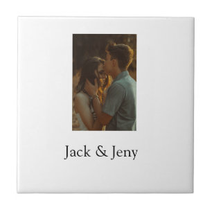 Simple minimal colourful add name photo text cust ceramic tile