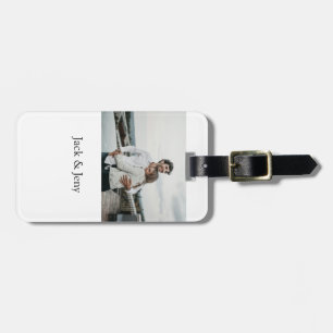 Simple minimal colourful add name photo text cust luggage tag