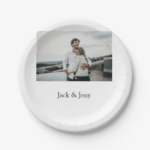 Simple minimal colourful add name photo text cust paper plate