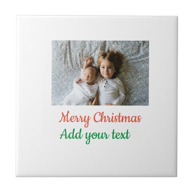 Simple minimal colourful add your name text image ceramic tile (Front)