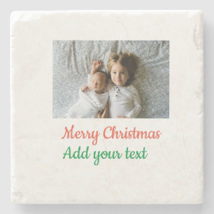 Simple minimal colourful add your name text image stone coaster