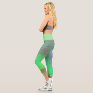 Simple minimal colourful stripes purple green cust capri leggings