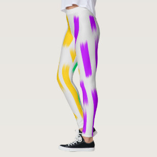 Simple minimal colourful stripes purple green cust leggings