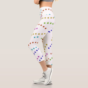 Simple minimal colourful stripes purple green star capri leggings
