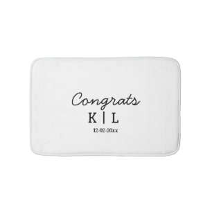 Simple minimal congrats add letters monogram date bath mat