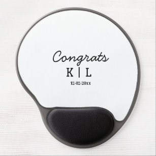 Simple minimal congrats add letters monogram date gel mouse pad