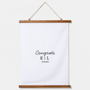 Simple minimal congrats add letters monogram date hanging tapestry