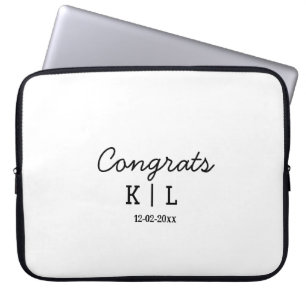 Simple minimal congrats add letters monogram date laptop sleeve