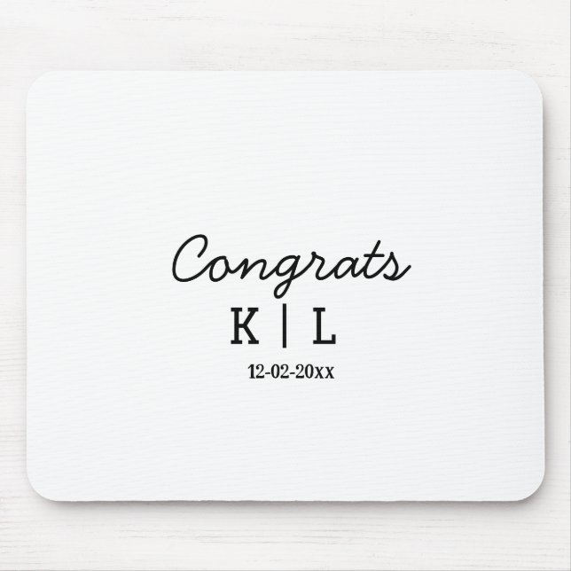 Simple minimal congrats add letters monogram date mouse pad (Front)