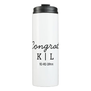 Simple minimal congrats add letters monogram date thermal tumbler