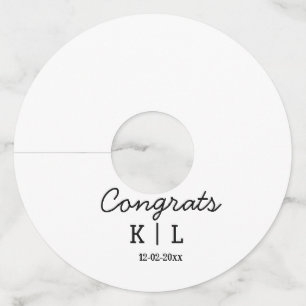 Simple minimal congrats add letters monogram date wine glass tag