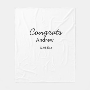 Simple minimal congrats add name date year graduat fleece blanket