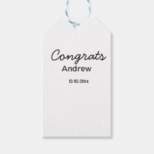 Simple minimal congrats add name date year graduat gift tags