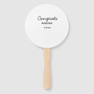 Simple minimal congrats add name date year graduat hand fan