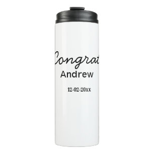 Simple minimal congrats add name date year graduat thermal tumbler