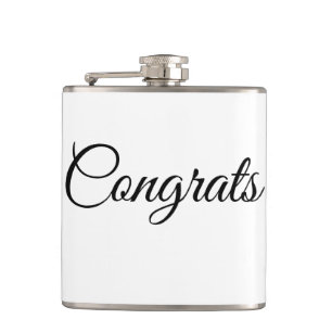 Simple minimal congratulations add your text name  hip flask
