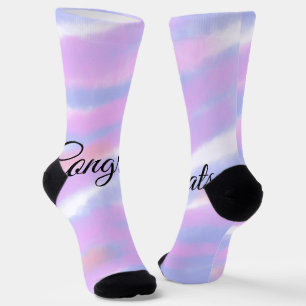 Simple minimal congratulations add your text name socks