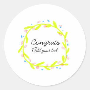 Simple minimal congratulations graduation add your classic round sticker