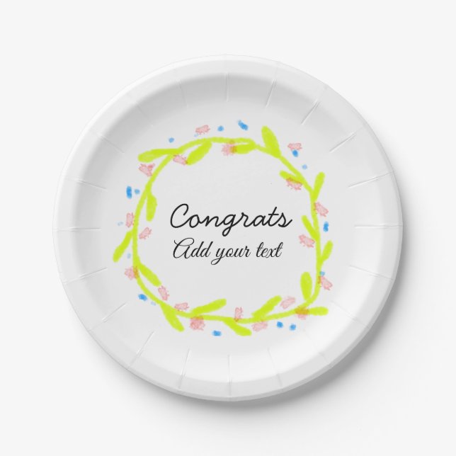 Simple minimal congratulations graduation add your paper plate (Front)