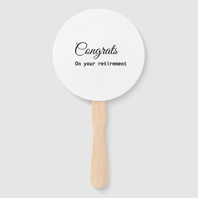 Simple minimal congratulations retirement add name hand fan (Front)