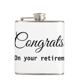 Simple minimal congratulations retirement add name hip flask