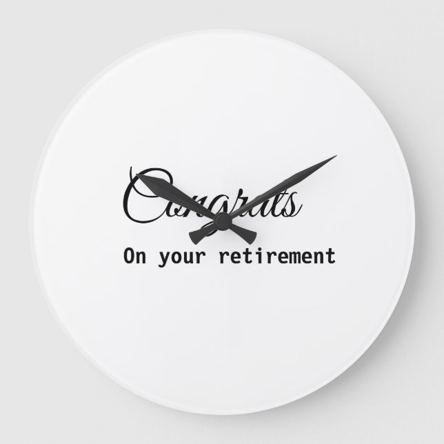 Simple minimal congratulations retirement add name large clock (Front)